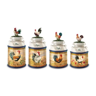 Country Morning Rooster Kitchen Canister Collection