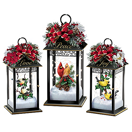 Always In Bloom Nature's Glory Illuminated Holiday Table Centerpiece Lantern Collection