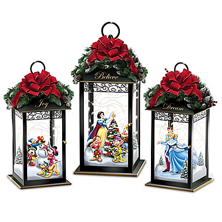 Always In Bloom Disney Magic Of The Season Illuminated Holiday Table Centerpiece Lantern Collection