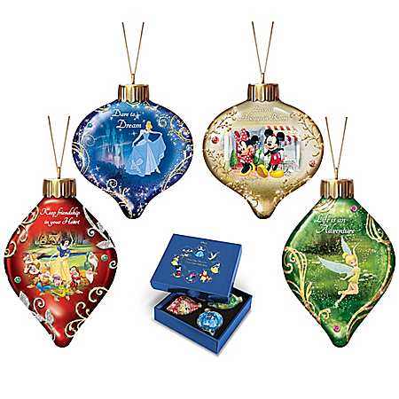 Disney Dazzling Dreams Illuminated Glass Christmas Tree Ornament Collection
