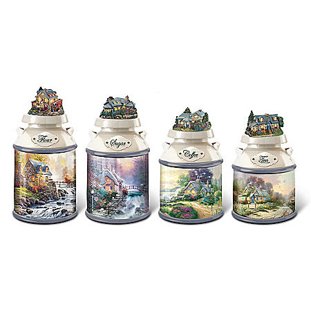 Thomas Kinkade Home Sweet Home Canister Collection With Silicone Seal