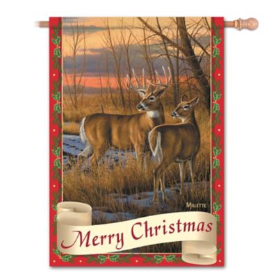 White-Tailed Deer Wildlife Art Flag Collection: Wild Tails Holiday