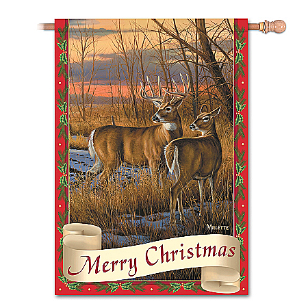 White-Tailed Deer Wildlife Art Flag Collection: Wild Tails Holiday