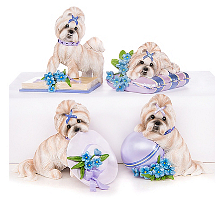 Shih Tzu Alzheimer's Support Figurine Collection: Pretty In Purple