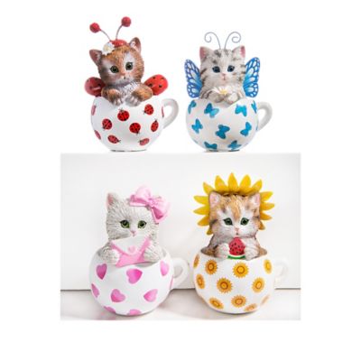 Kitten Ladybug Figurine Collection: Cups Of Affection