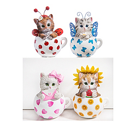 Kitten Ladybug Figurine Collection: Cups Of Affection