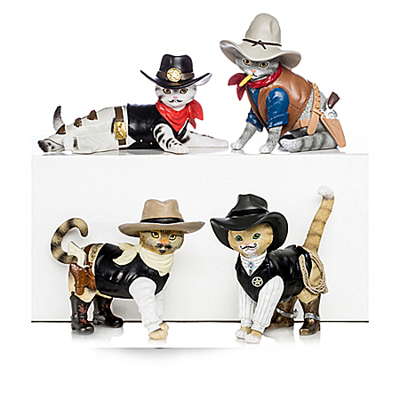 Spurs 'N Fur Kitty Cowboys Collectible Cat Figurine Collection