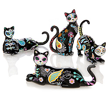 Hand-Painted Sugar Skull Cats By Blake Jensen Figurine Collection