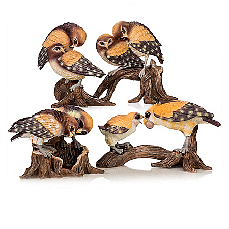 Laura Crawford Williams Owl Figurine Collection With Photo Cards