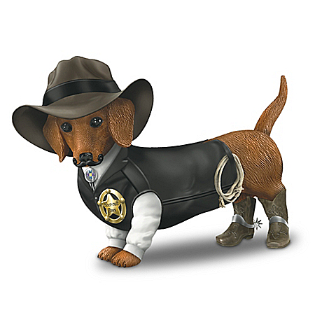 Spurs 'N Fur Dachshund Handcrafted Old West Figurine Collection