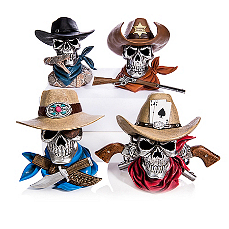 Bones And Steel Cowboy Skull Sculpture Collection