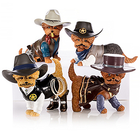 Spurs 'N Fur Yorkie Cowboy Handcrafted Figurine Collection