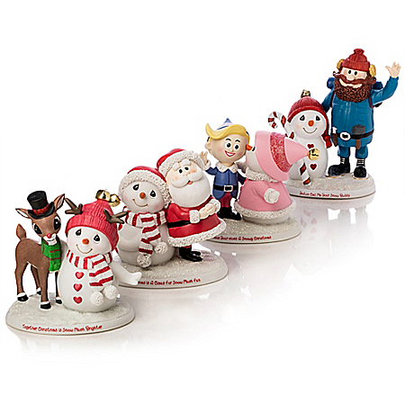 Precious Moments And Rudolph The Red-Nosed Reindeer: Snow Much Fun Together Hand-Painted Figurine Collection