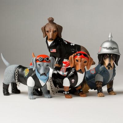 Live Fur-ee And Ride Hard Biker Dachshund Figurine Collection