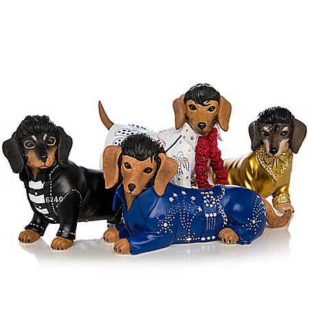 Elvis Paw-esley Handcrafted Dachshund Figurine Collection