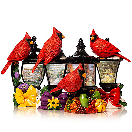 Thomas Kinkade Forever In My Heart Sculpted Cardinal Lantern Collection