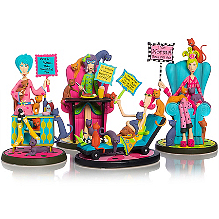 Joey Heiberg Dolly Mama's Totally Cat-a-holic Hand-Painted Figurine Collection