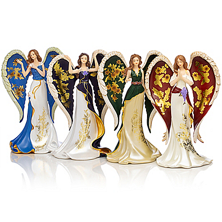 Lena Liu On Wings Of Gold Handcrafted Angel Figurine Collection