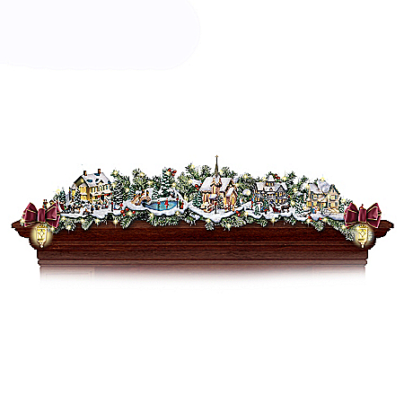 Thomas Kinkade Winter Wonderland Holiday Garland And Stocking Holder Collection