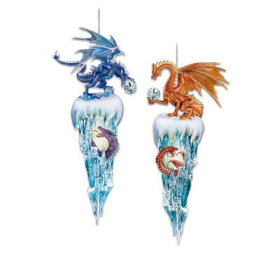 Kingdom Of The Ice Dragons Ornament Collection: Fantasy Dragon Christmas Tree Decor