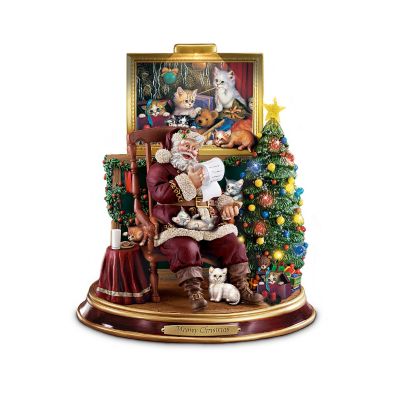 Santa Paws Illuminated Figurine Collection: Cat Lovers Christmas Decor