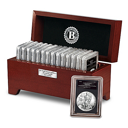 The Complete Proof American Eagle Silver Dollar Coin Collection With Display Box
