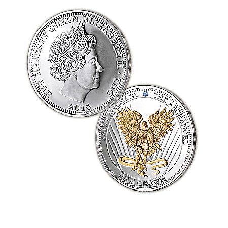 The Strength of Our Faith Archangel Silver Crown Coin Collection With Wooden Box