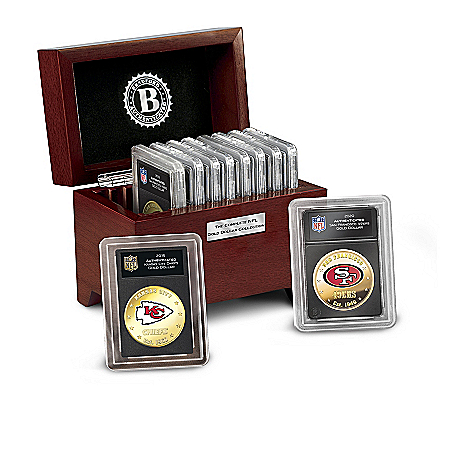 The Complete NFL Team Golden Dollar Coin Collection With Display Case