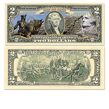 All-New U.S. $2 Full-Color Presidential Bill Currency Collection With Custom Display Box