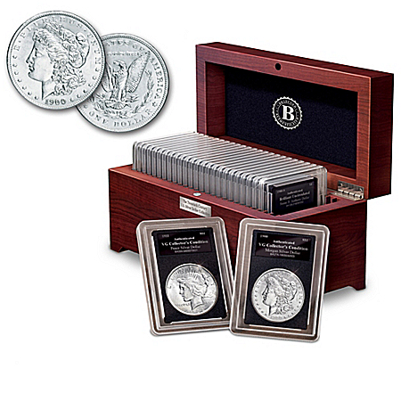The Complete 20th Century U.S. Silver Dollar Coin Collection With Deluxe Display Box & Pocket Magnifier