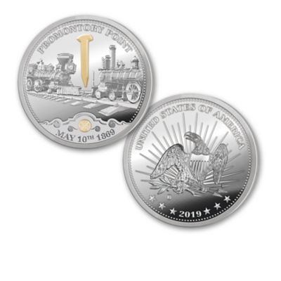 The 150th Anniversary Of The Transcontinental Railroad 99 9 Silver Plated Proof Coin Collection With 24k Gold Privy Mark