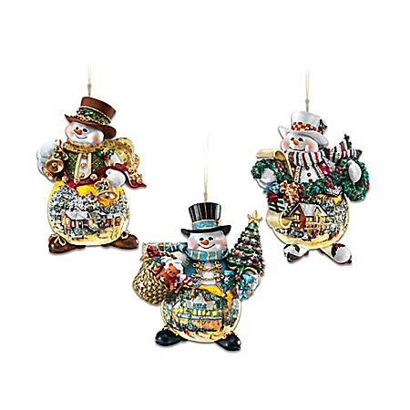 Thomas Kinkade Snowman Ornament Collection: Memories Of Christmas