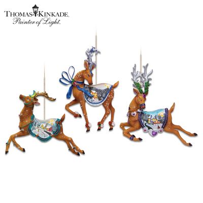 Thomas Kinkade Holiday Reindeer Christmas Tree Ornament Collection