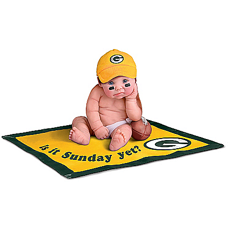 Officially Licensed By NFL Properties LLC: Green Bay Packers #1 Fan Lifelike Baby Doll Collection