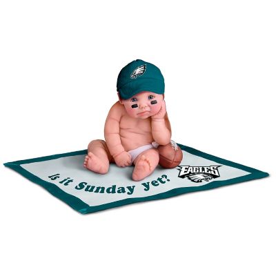 Officially Licensed By NFL Properties LLC: Philadelphia Eagles #1 Fan Lifelike Baby Doll Collection