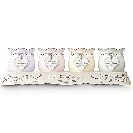 Wishes For My Daughter Collectible Porcelain Candleholder Collection: Daughter Gift