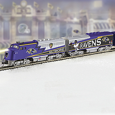Collectible NFL Football Baltimore Ravens Express Electric Train Collection