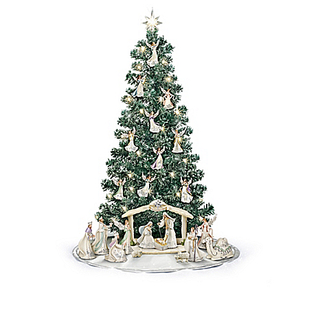 Silver Blessings Nativity Illuminated Christmas Tree Collection