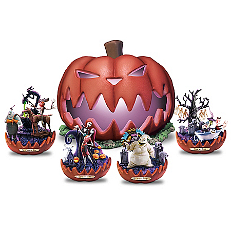 Disney Tim Burtons Nightmare Before Christmas Illuminated Pumpkin King Sculpture Collection
