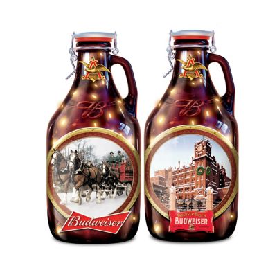 Budweiser Illuminated Raised-Relief Growler Sculpture Collection With Full-Color Art On Each Bottle
