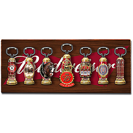 Budweiser Vintage-Style Sculpted Bottle Openers With Display