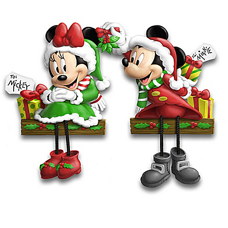 Disney Mickey Mouse & Friends Hand-Painted Christmas Shelf Sitters Sculpture Collection