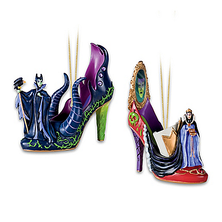 Disney So Good To Be Bad Fully Sculpted High Heel Shoe-Shaped Christmas Ornament Collection