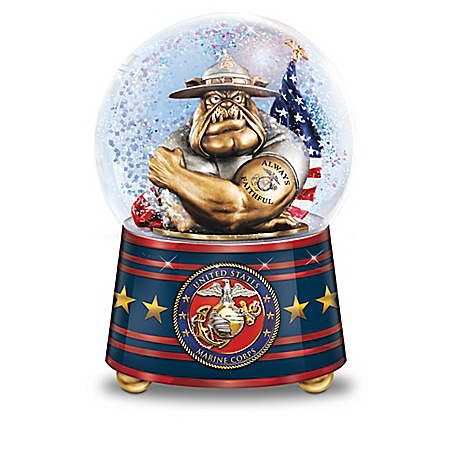 USMC Pride Heirloom Porcelain Musical Glitter Globe Collection
