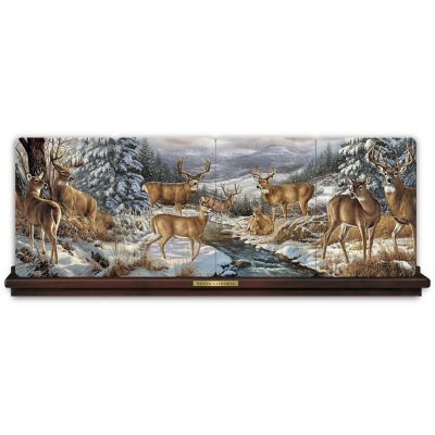 Winter Gathering By Rosemary Millette Deer Art Panorama Collector Plate Collection