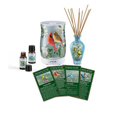 Harmony Of Life: Secrets Of The Garden Essential Oils Collection With Songbird-Themed Diffuser