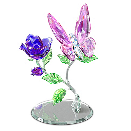 Delicate Wonders Crystal Butterfly Sculpture Collection With Mirrored Bases