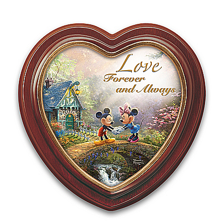 Disney Thomas Kinkade Love's Magical Moments Heart-Shaped Framed Canvas Wall Decor Collection