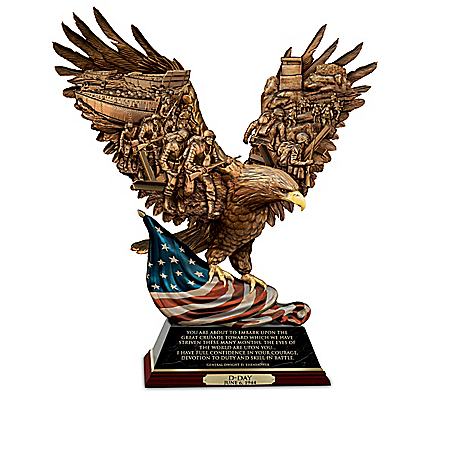 World War II Commemorative Hand-Painted Sculpture Collection With Marbleized Bases & Inspiring Quotes