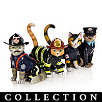 Furr-ever Firefighter Cat Figurine Collection